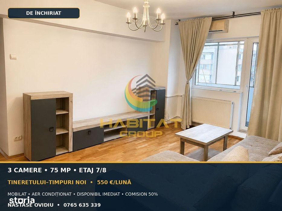 Apartament 3 Camere de Inchiriat Tineretului–Timpuri Noi !