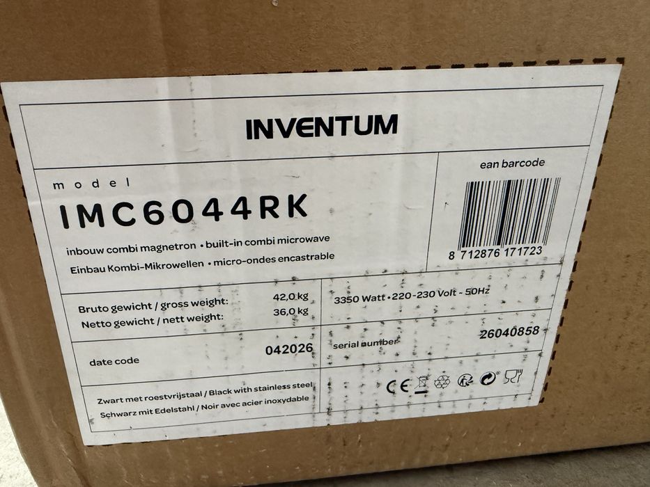 Нова!!! Микровълнова и фурна за вграждане 2-в-1 INVENTUM IMC6044RK