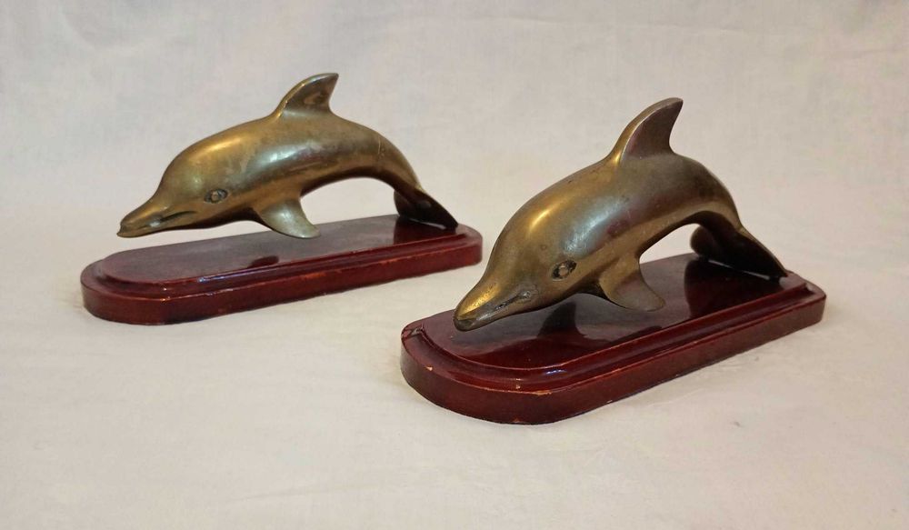 Statuete delfini din alama masiva / bronz, in stil art-deco