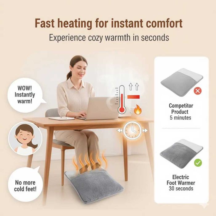 Perna electrica pentru picioare corp incalzire rapida alimentare USB