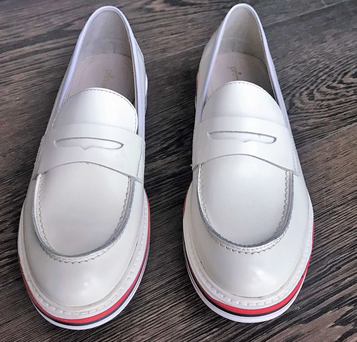 Mocasini albi din piele Primadonna, marimea 38