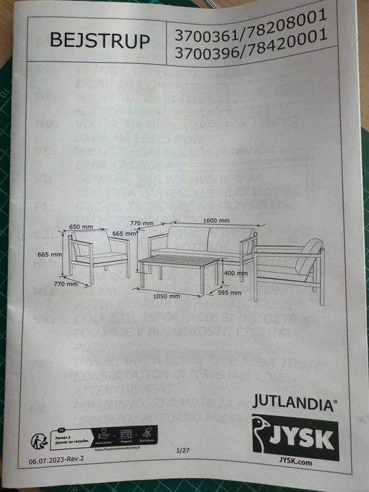 Градински комплект диван,маса, 2 стола Lounge set BEJSTRUP JYSK