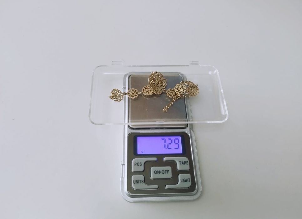 Veche bratara din argint de 925, filigran, model floral, placata cu aur, B&G