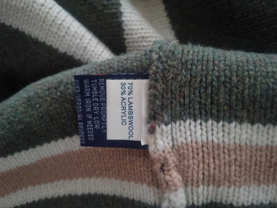 Vand pulover gros barbat, lana 70%, verde in dungi, absolut nou, M/L