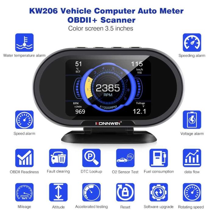 Бортовой компьютер KONNWEI KW206 OBD2