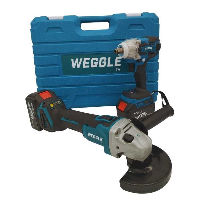 Комплект  Акумулаторни Безчеткови Машини 2в1-Ъглошлайф,Гайковерт