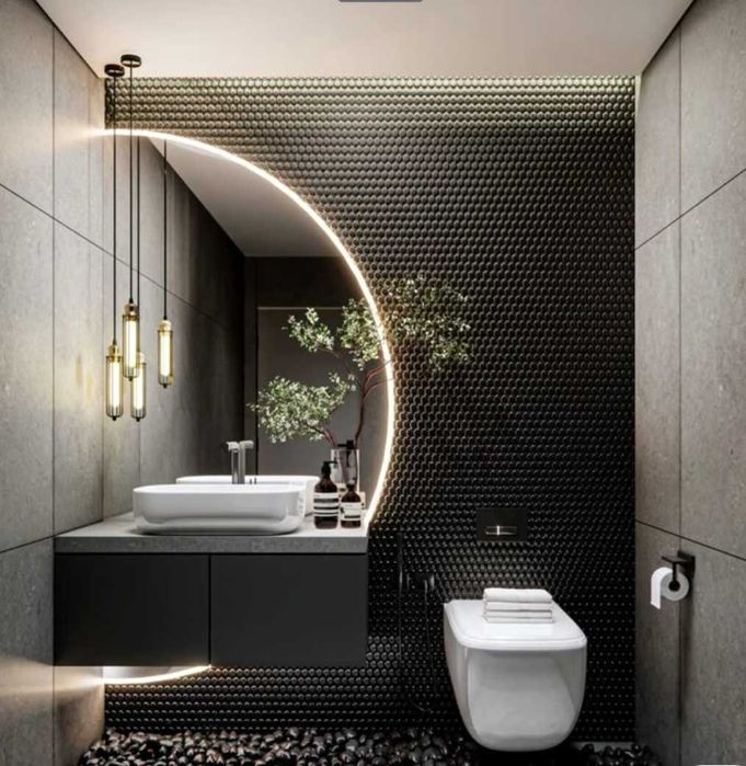 Огледало за баня с чисти линии и скрито LED осветление