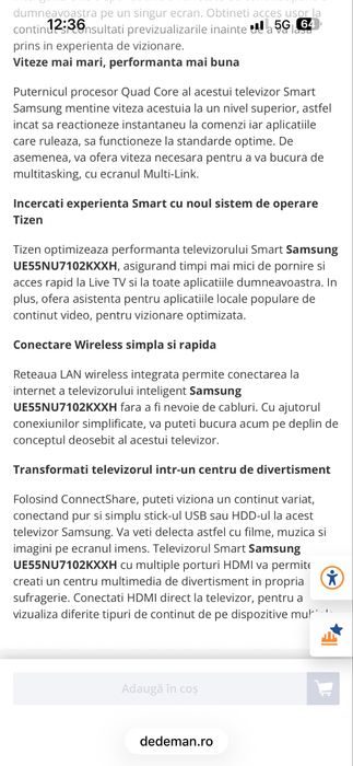 TV smart Samsung 55 inchi (defect)