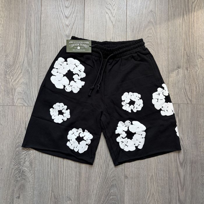 Denim Tears Black Shorts S– Черни къси панталони с бели мотиви