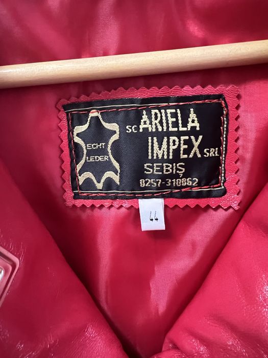 Geaca dama de piele naturala, rosu burgund