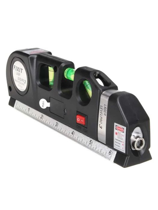 Лазерный уровень 4 в 1: лазер, линейка, рулетка, пузырьковый уровень