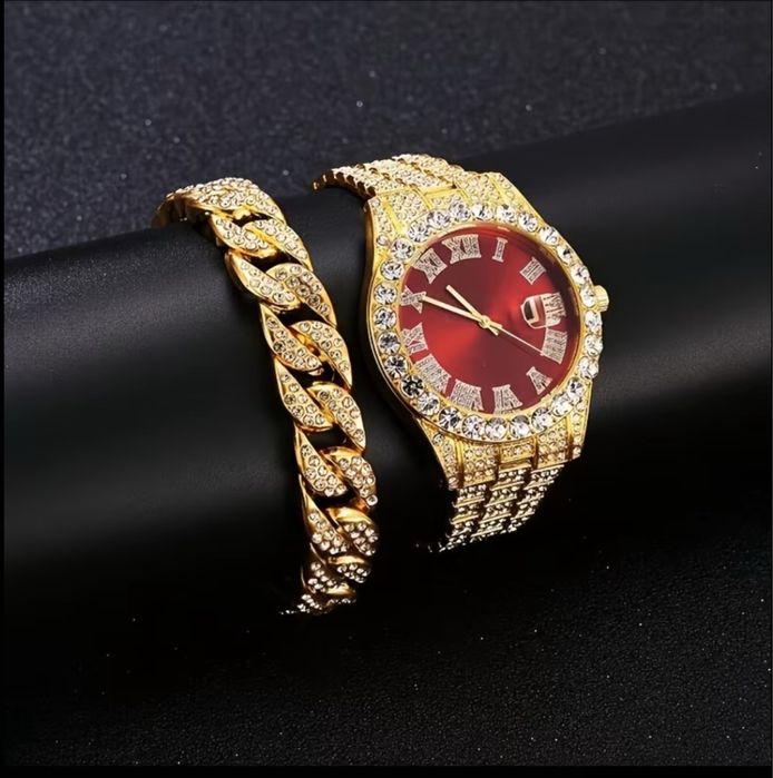 Мъжки луксозен бизнес часовник + подарък Гривна в комплект