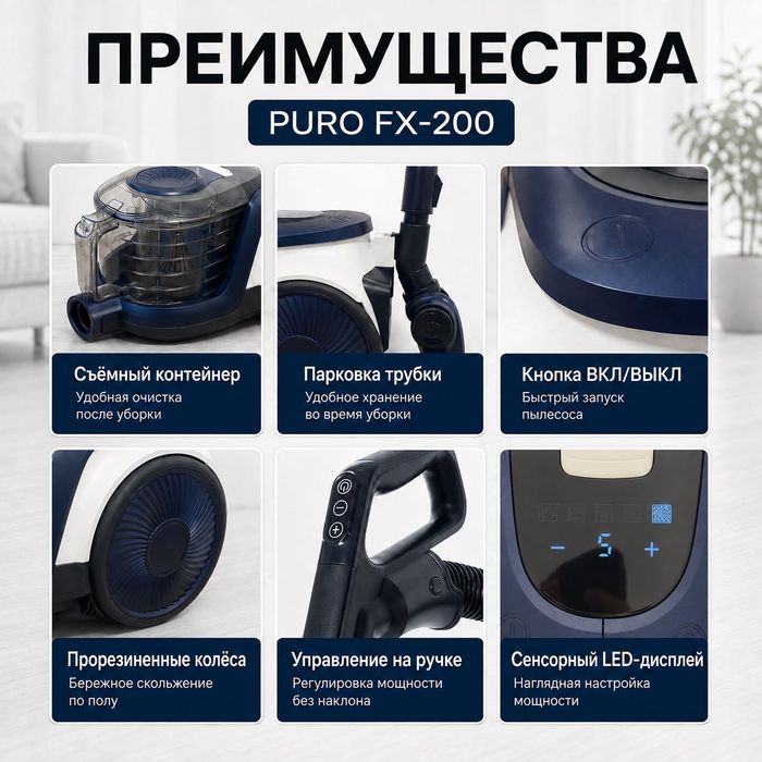 Пылесос Puro FX-200 бело-синий