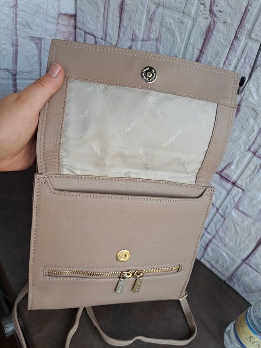 дамска чанта,ROSSI малка бежова раница-естествена кожа