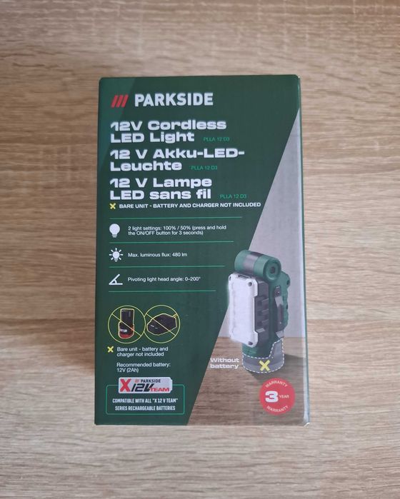 Parkside акумулаторна лампа 12V