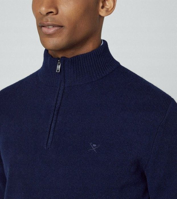 100% вълна Hackett London 1/4 Zip Wool Pullover ОРИГИНАЛ мъжки пуловер