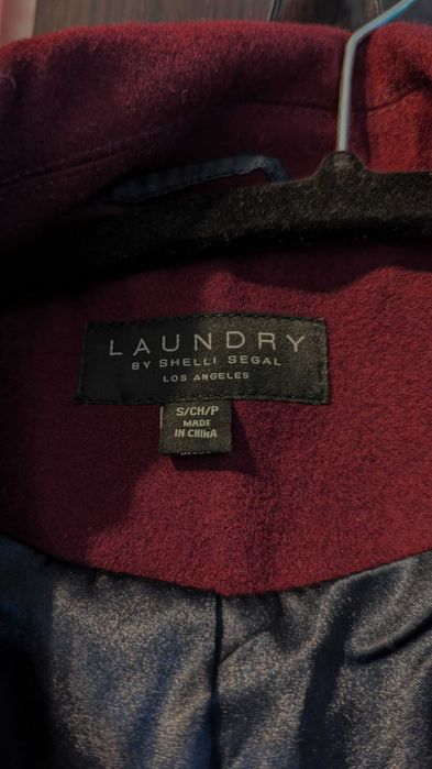 Palton vișiniu, 60% lână - Laundry by Shelli Segal - nou, cu eticheta!