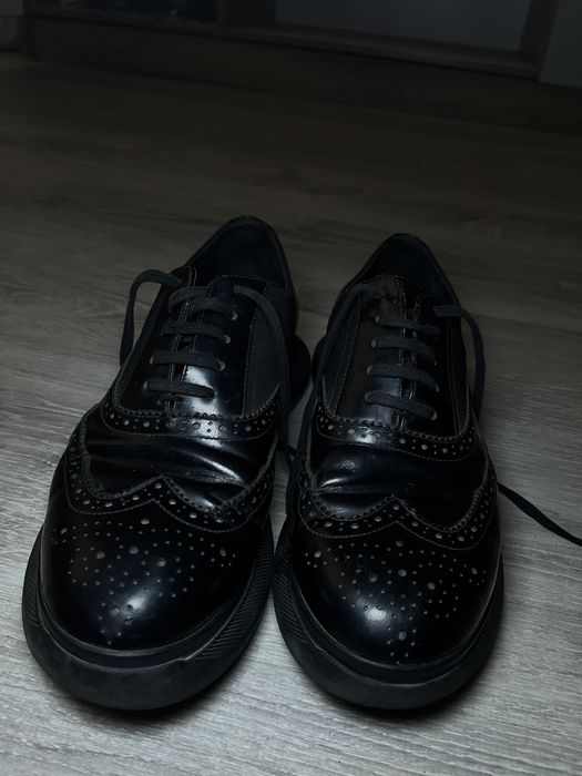 Prada оригинал — мужские кожаные туфли-броги, чёрные