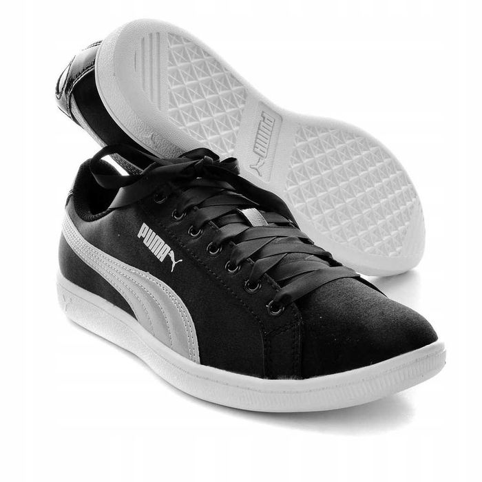 %ПРОМО% PUMA № 38 – Дамски обувки сатениран ефект BLACK & SILVER нови