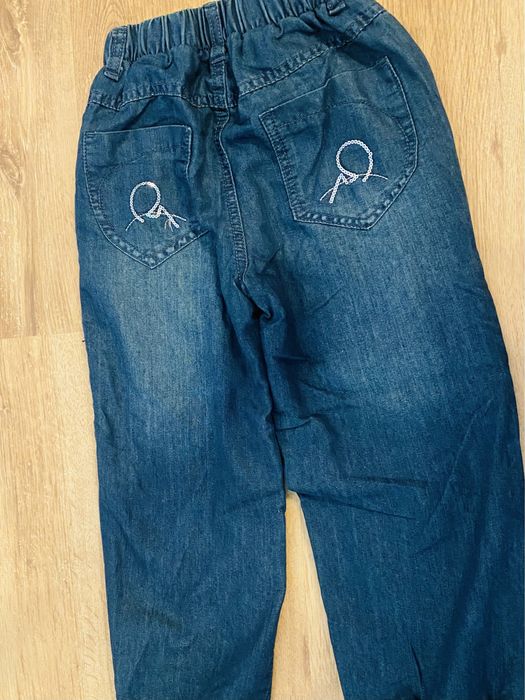 Pantaloni blugi subtiri bumbac 6-7 ani paiete dublati toamna primavara