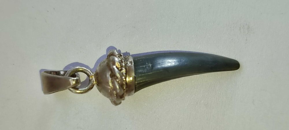 Амулет - ЗУБ древней акулы с серебряным наконечником