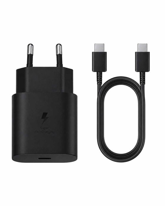 Încărcător Original Samsung 25W Super Fast Charging, USB-C, PD 3.0 PPS, cu cablu USB-C la USB-C, Negru, EP-TA800NBEGEU