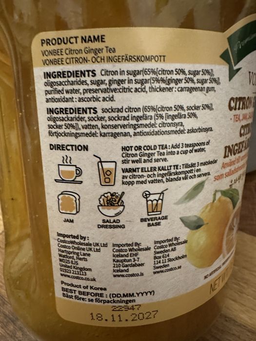 Vonbee citron ginger tea 2.0kg / ceai ghimbir si lamaie