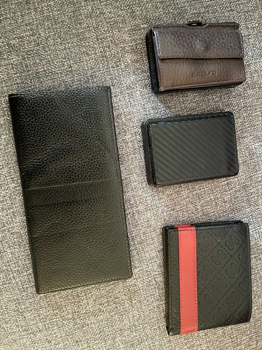 4 Премиум портфейла (Guess, Travando, Slimpuro) 2 от ист.кожа+2 карбон
