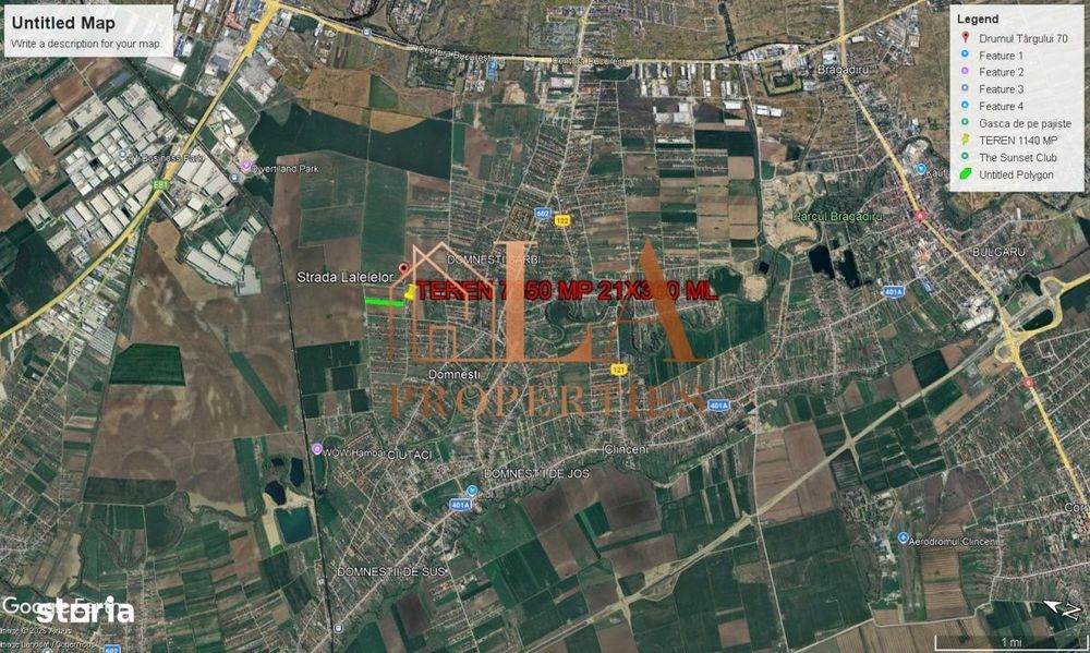 Teren intravilan 14700mp | 42X360 | Toate utilitatile | Zona Domnesti