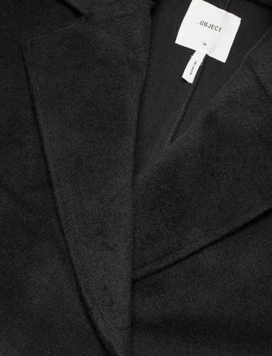 OBJECT OVERSIZE COAT , Черно дълго зимно палто,  100% вълна -  НОВО