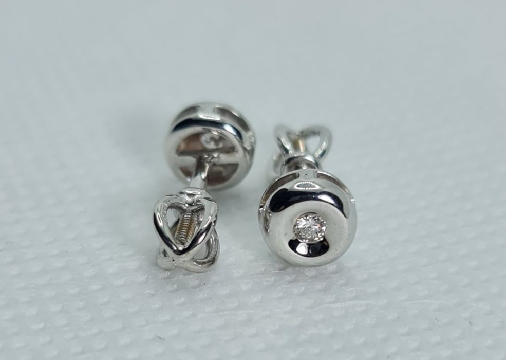 Cercei handmade aur alb 14k cu diamante naturale