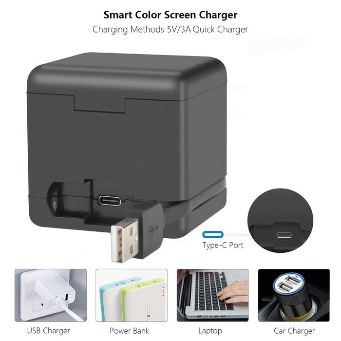 Set 2 acumulatori + incarcator triplu USB-C camera GoPro Hero 13 Black