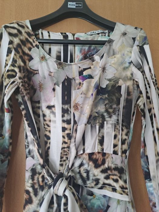 DiKa елегантна рокля с леопардов принт и цветя