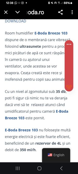 Umidificator  Eboda pentru copii sau animale.
