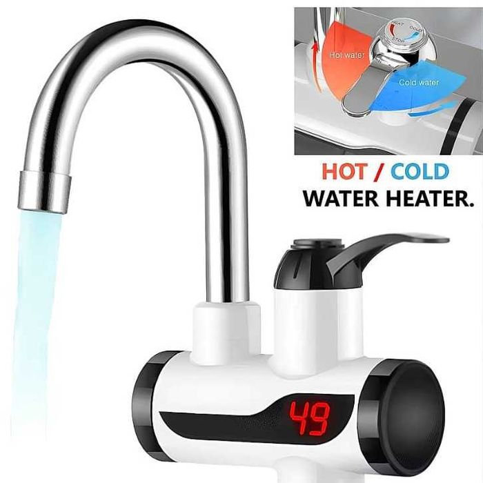 Проточен бойлер с дисплей 3000W–Монтаж  плот/стена,твърд/гъвкав чучур