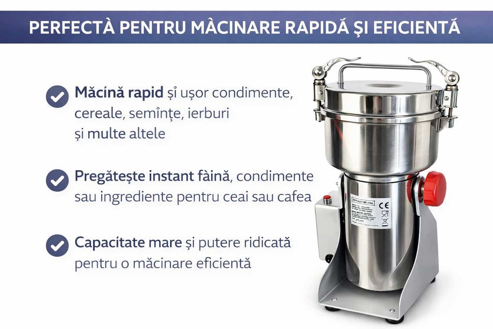 Rasnita electrica profesionala inox 800g 2000W multifunctionala