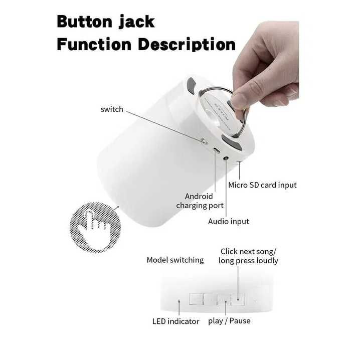 Lampa SMART LED 7 culori reicarcabila. 1,6 W Bluetooth pairing. Noua!
