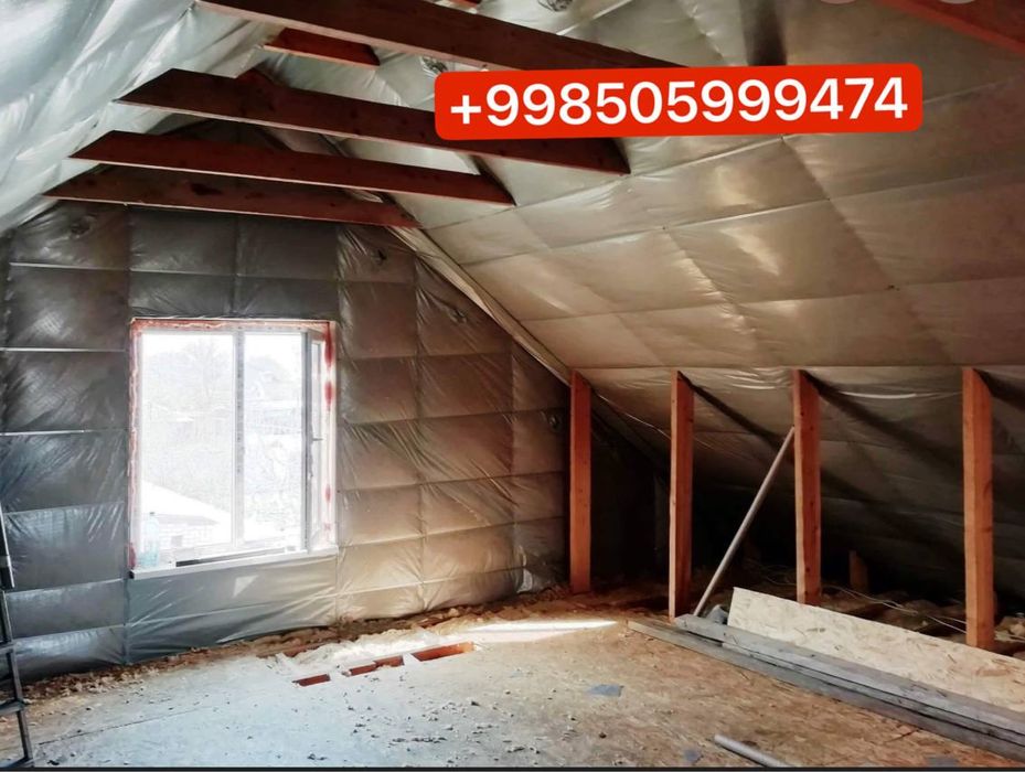 Утепления мансарду под ключ, мин вата, стекловата, базалт.