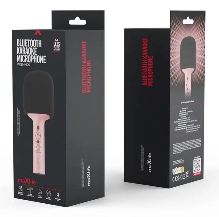 Microfon Wireless Maxlife cu Difuzor Incorporat Bluetooth Roz