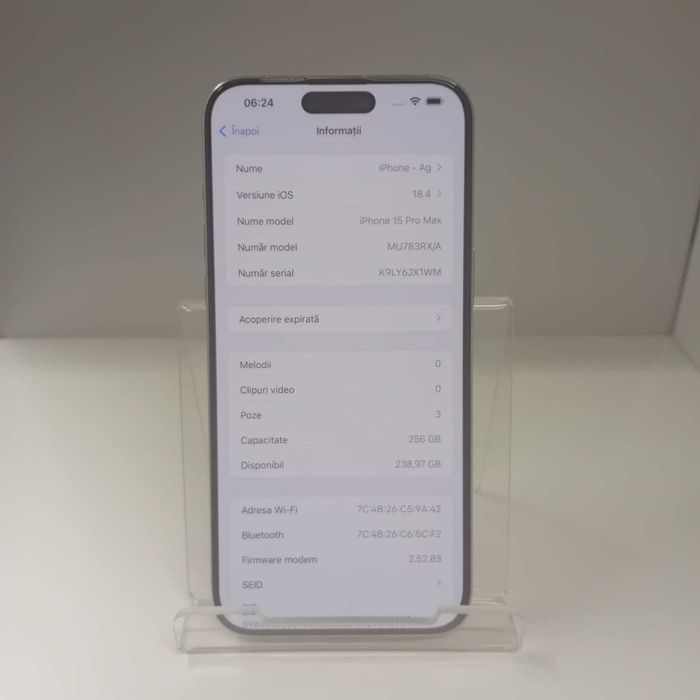 Iphone 15 ProMax 256Gb (ag49 Esplanada b.6955) * Garantie 2 Ani