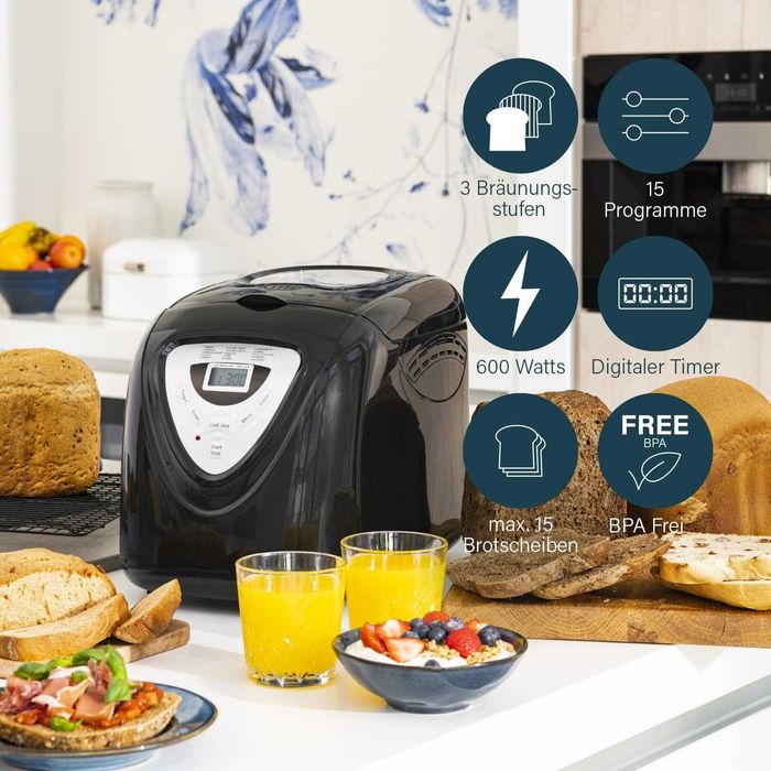 Хлебопекарна Princess 600W Cool Touch, капацитет 680-900 г, 15 програми