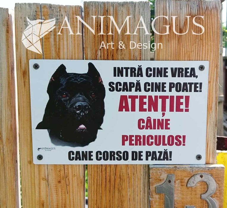 Placa Avertizare Caine Rau Periculos Cane Corso