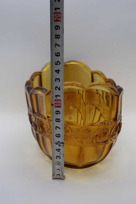 Bol din sticlă presată Fostoria Coin Glass, nuanță chihlimbar (amber).