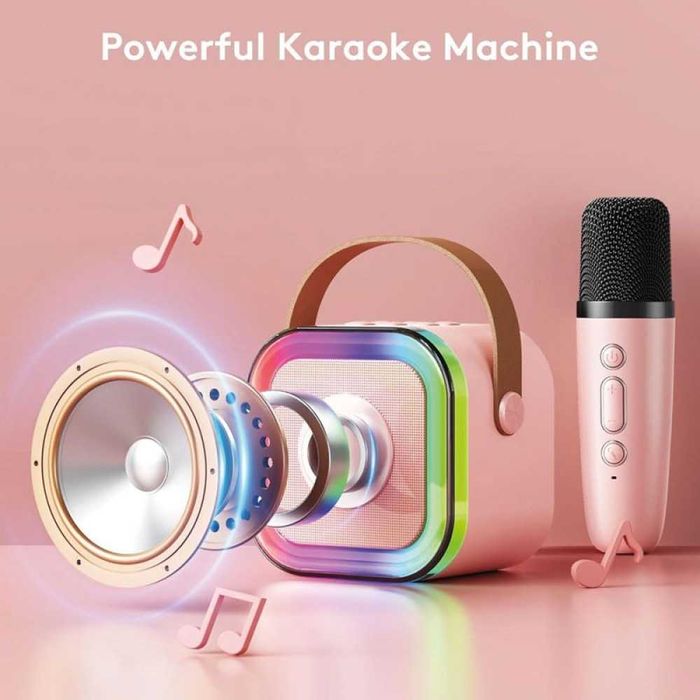 Преносима RGB караоке тонколона K12 с 2 броя безжични микрофони
