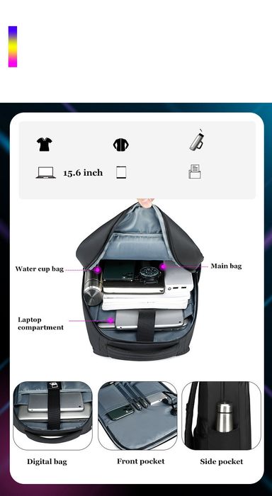 Раница със Smart LED програмируем екран водоустойчива