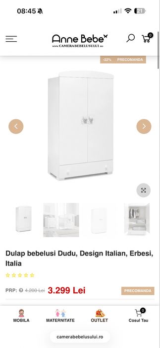 Dulap alb bebelusi Dudu, Design Italian, Erbesi, Italia