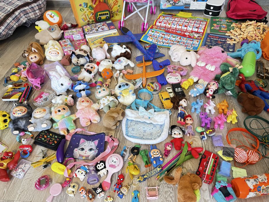 Пакет игрушек для мальчиков и для девочек, коляска, лабубу, машинки,