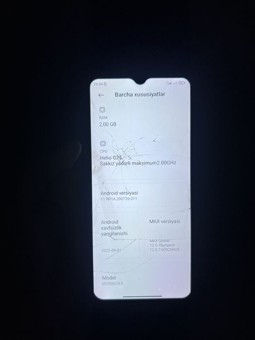 Redmi 9 a holati o’rtacha ekran stiklosi singan karobka dak yoq