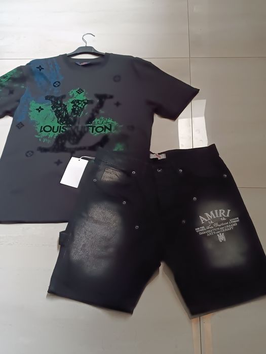 Compleu bărbați tricou și pantaloni scurți de blugi