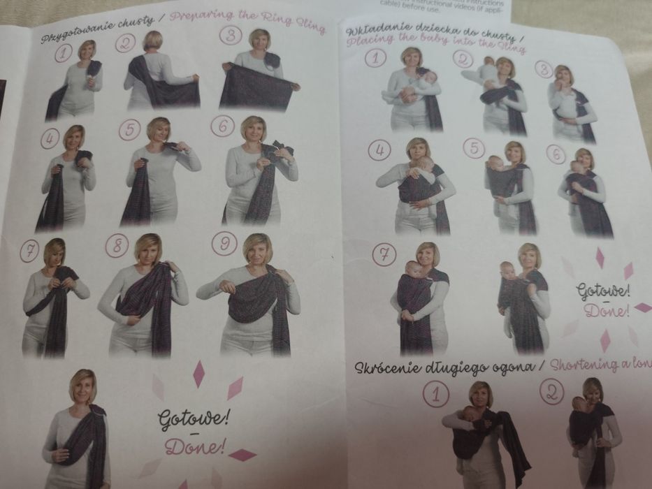 Ринг Слинг LennyLamb Basic, сиво и зелено